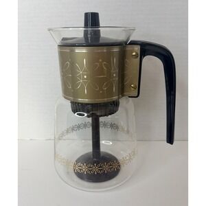 Vintage Cory Stove Top Coffee Percolator Gold MCM 8 Cup Retro Atomic Kitchenware